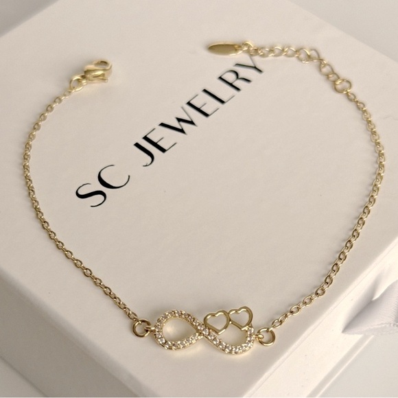 Infinity Heart Bracelet | 14K Gold Plated CZ Stone | Luxury Jewelry - Picture 8 of 12
